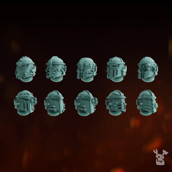 Space Knights Celestial Blades Heads Set x10 (10 Units), Space Knights resin conversion bits, 28mm heroic scale, view 4