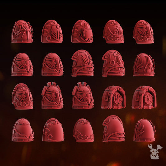Space Knights Celestial Blades Shoulder Pads Set x20 (20 Units), Space Knights resin conversion bits, 28mm heroic scale