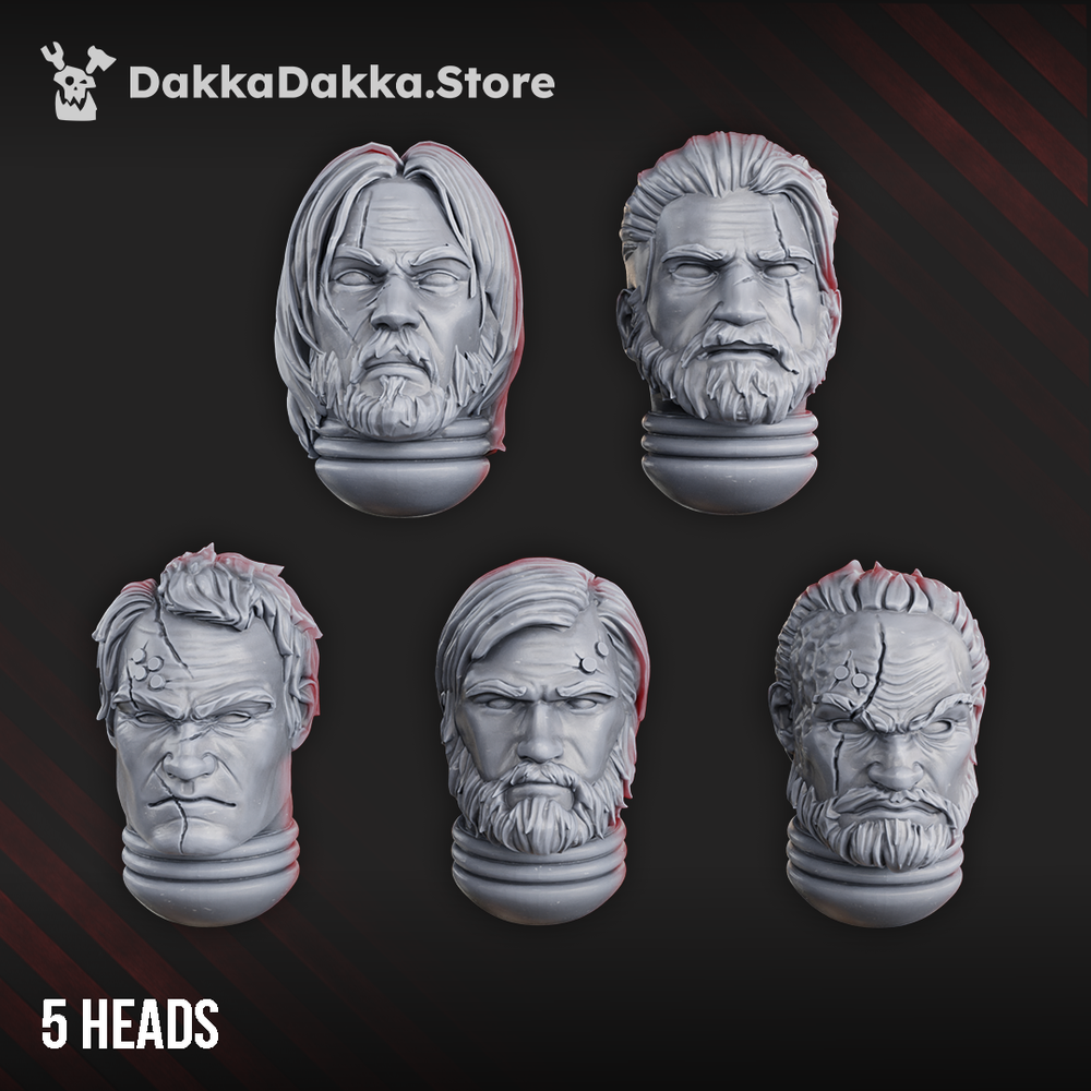 Space Knights Legendary Heroes Heads x5 (5 Units), Space Knights resin conversion bits, 28mm heroic scale unpainted resin