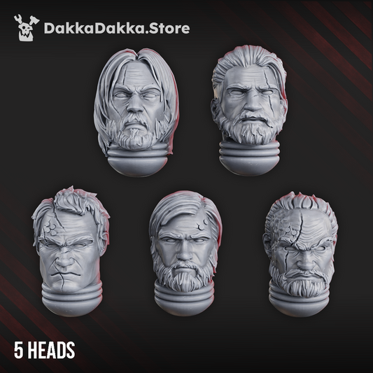 Space Knights Legendary Heroes Heads x5 (5 Units), Space Knights resin conversion bits, 28mm heroic scale unpainted resin