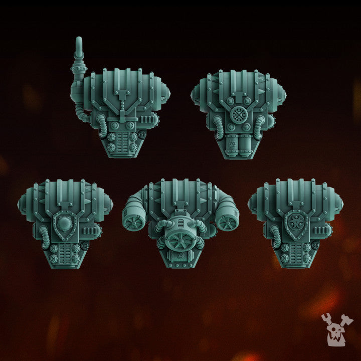 Space Knights Lunar Angels Heads Set x5 (5 Units), Space Knights resin conversion bits, 28mm heroic scale unpainted, view 2