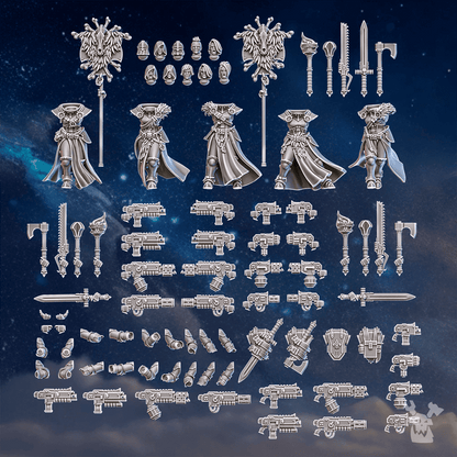 Wolf Knights White Fangs Hunters & Valkyries Heads Set x12, Wolf Knights resin conversion bits, 28mm heroic scale unpainted