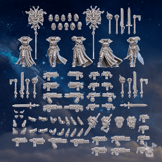 Wolf Knights White Fangs Hunters & Valkyries Heads Set x12, Wolf Knights resin conversion bits, 28mm heroic scale unpainted