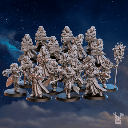Wolf Knights White Fangs Hunters & Valkyries Heads Set x12, Wolf Knights resin conversion bits, 28mm heroic scale, view 2