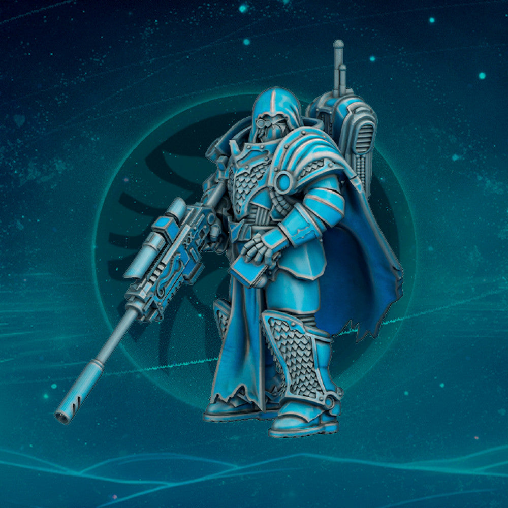 Dark Space Knights Scylla Dragon Hunter, Dark Space Knights proxy miniature, 28mm heroic scale unpainted resin