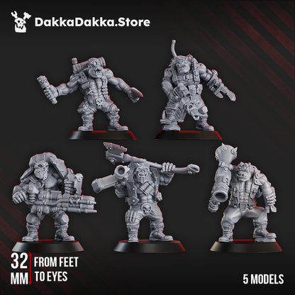 Orks Blak Orks Mob (Part 2), Orks proxy miniature, 28mm heroic scale unpainted resin, view 2