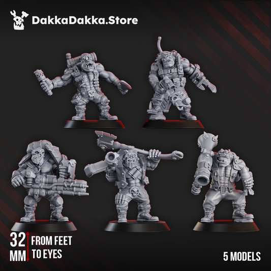 Orks Blak Orks Mob (Part 2), Orks proxy miniature, 28mm heroic scale unpainted resin, view 2