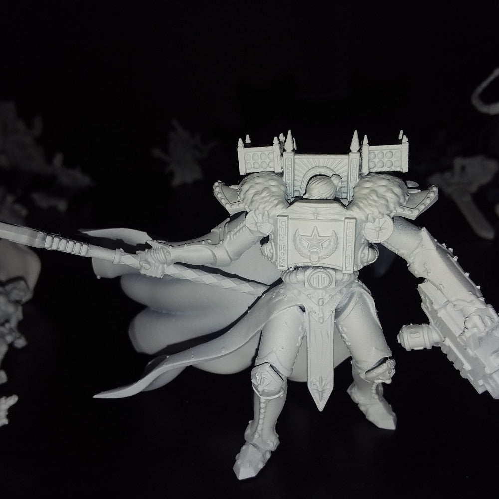 Battle Sisters Red Sister Champion Warrior, Battle Sisters proxy miniature, 28mm heroic scale unpainted resin, view 2