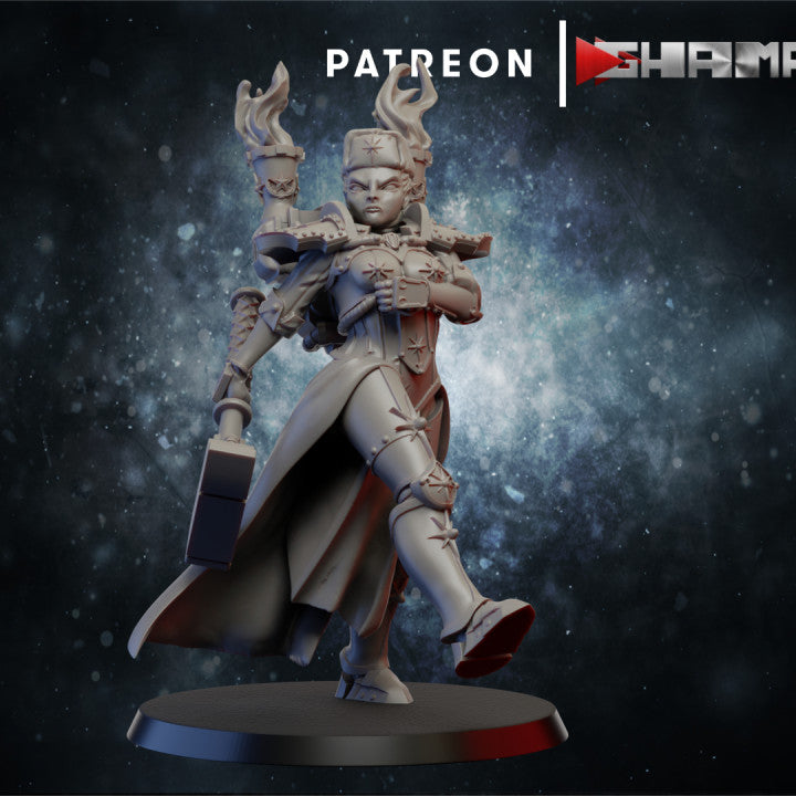 Battle Sisters Red Sister Coffin, Battle Sisters proxy miniature, 28mm heroic scale unpainted resin, view 3