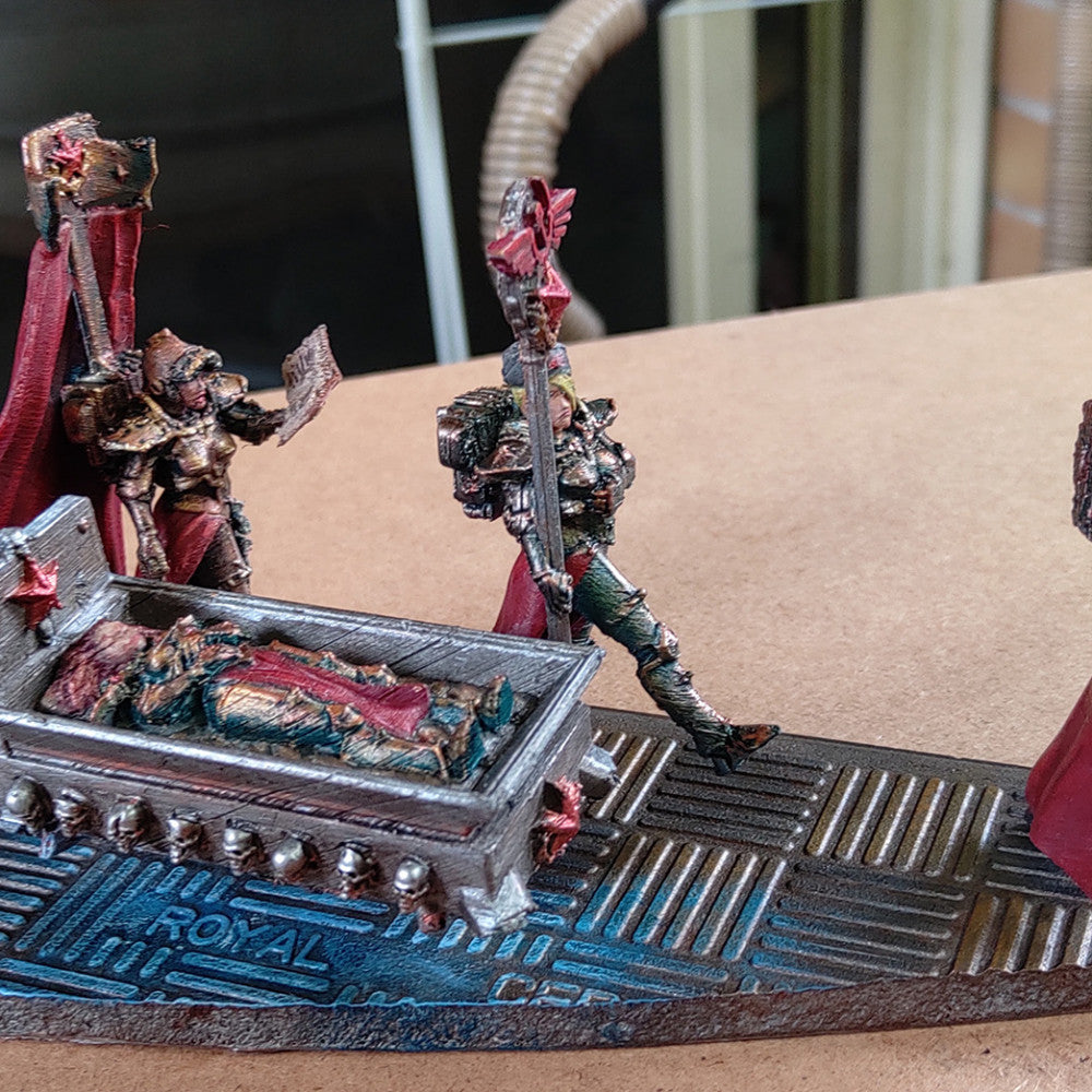 Battle Sisters Red Sister Coffin, Battle Sisters proxy miniature, 28mm heroic scale unpainted resin, view 7