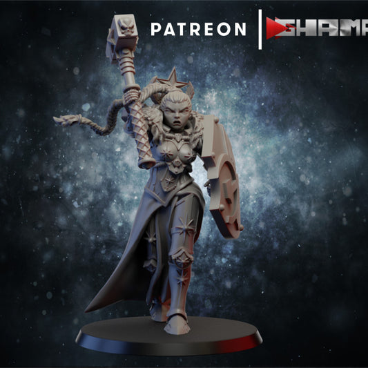Battle Sisters Red Sister Funeral Warrior, Battle Sisters proxy miniature, 28mm heroic scale unpainted resin