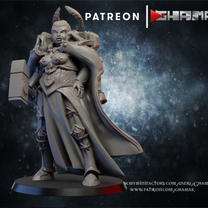 Battle Sisters Red Sister Marshall Warrior, Battle Sisters proxy miniature, 28mm heroic scale unpainted resin