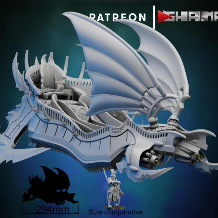 Dark Eldar Futuristic Space Dark Elves Talon Ship, Dark Eldar proxy miniature, 28mm heroic scale unpainted resin