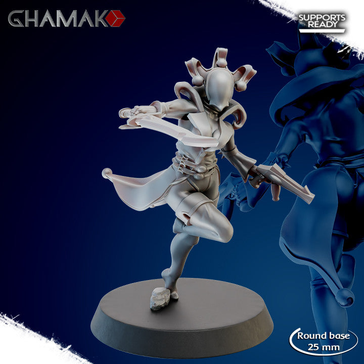 Eldar Space Elves Troupe 5, Eldar proxy miniature, 28mm heroic scale unpainted resin