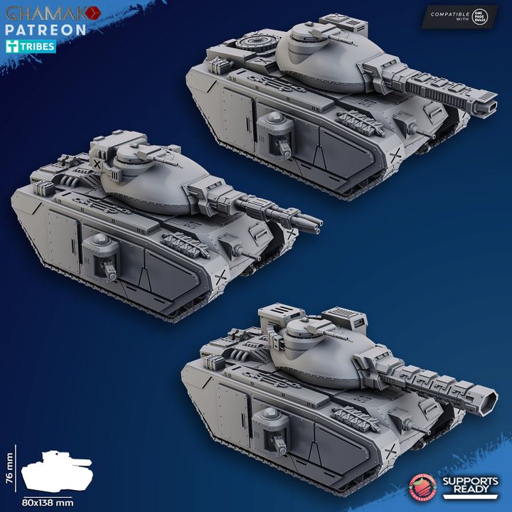 Imperial Army Main Battle Tank (Plasma, Laser, Tesla), Imperial Army proxy miniature, 28mm heroic scale unpainted resin