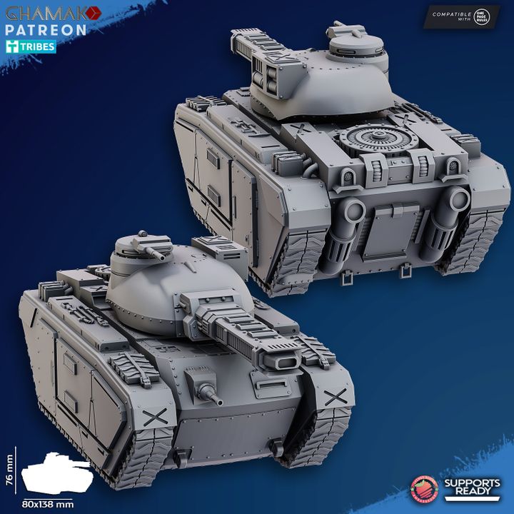 Imperial Army Main Battle Tank (Plasma, Laser, Tesla), Imperial Army proxy miniature, 28mm heroic scale unpainted, view 2