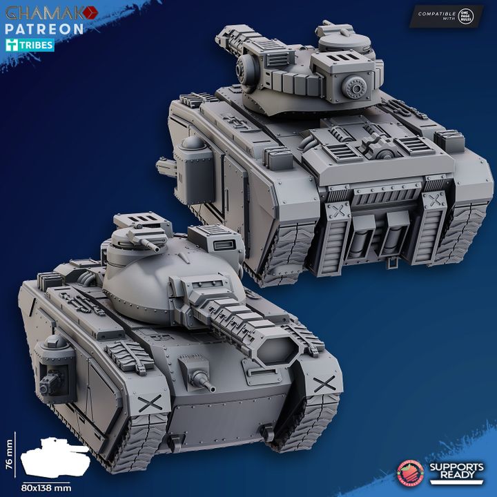 Imperial Army Main Battle Tank (Plasma, Laser, Tesla), Imperial Army proxy miniature, 28mm heroic scale unpainted, view 4