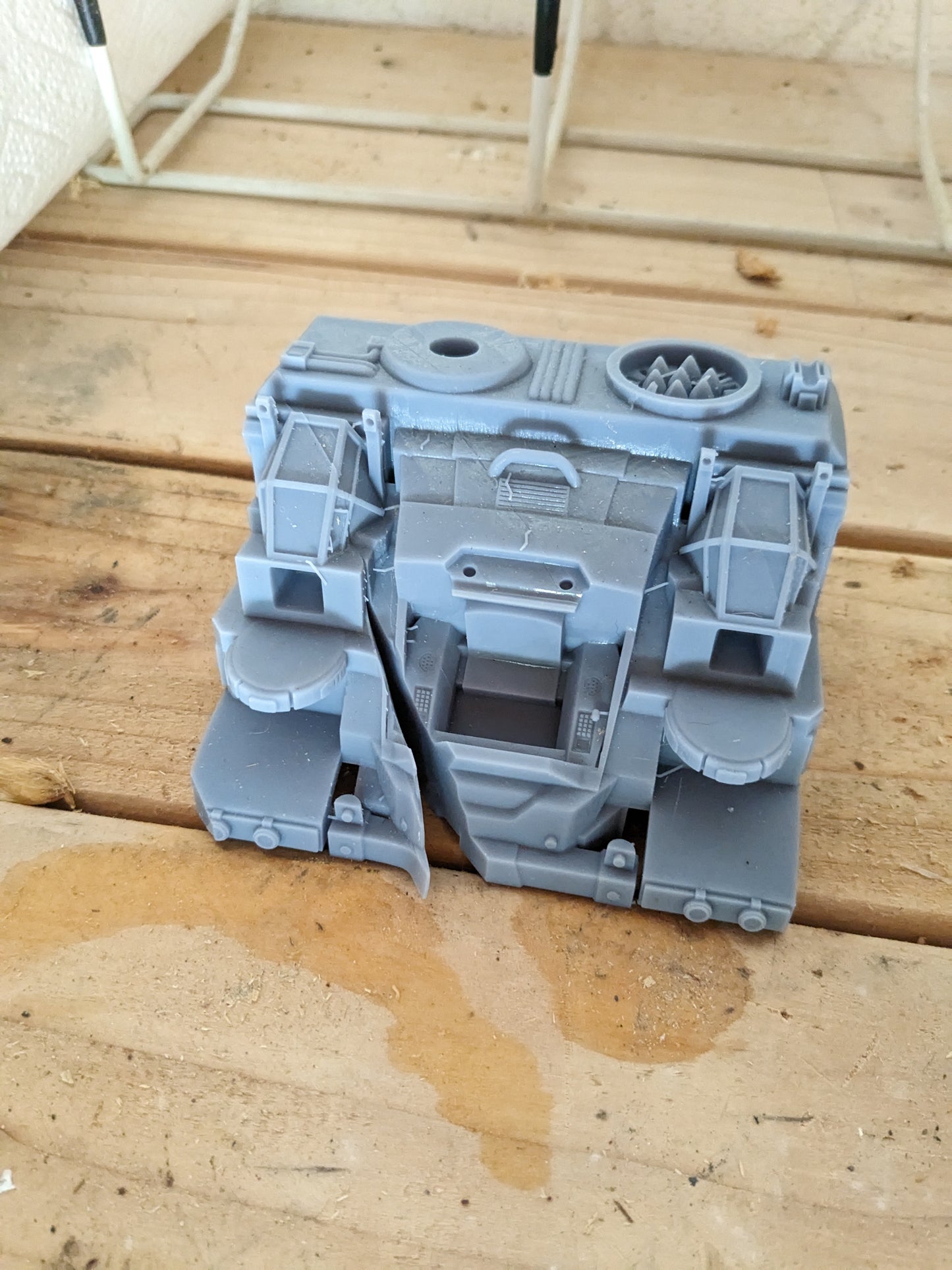 Space Dwarf Testudo Land Bastion, Space Dwarf proxy miniature, 28mm heroic scale unpainted resin, view 4