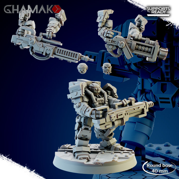Space Dwarf Thunderlords Exo-Frames (3 Units), Space Dwarf proxy miniature, 28mm heroic scale unpainted resin