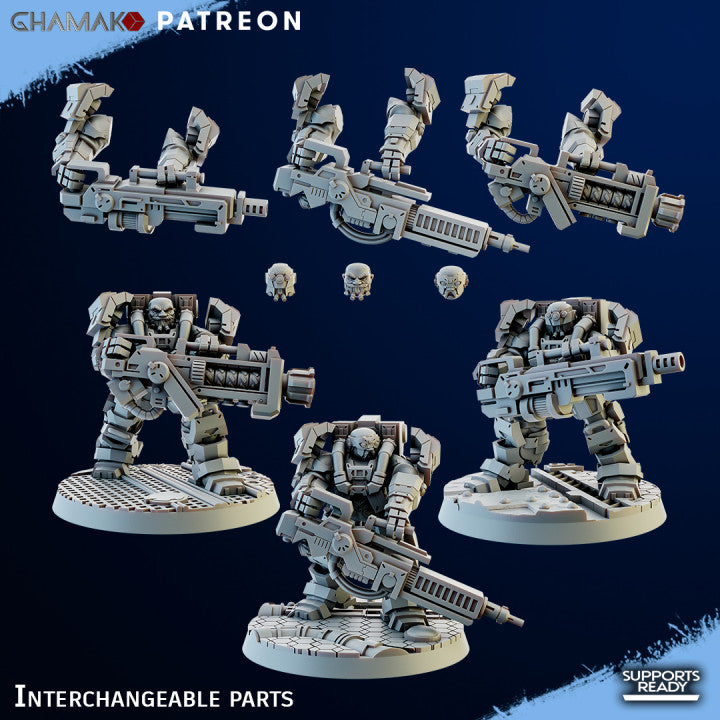 Space Dwarf Thunderlords Exo-Frames (3 Units), Space Dwarf proxy miniature, 28mm heroic scale unpainted resin, view 3