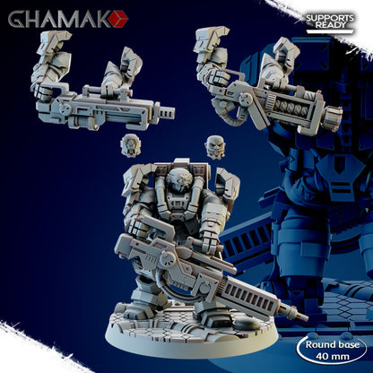 Space Dwarf Thunderlords Exo-Frames (3 Units), Space Dwarf proxy miniature, 28mm heroic scale unpainted resin, view 4