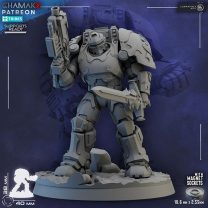 Space Knights Ironclad Knights Peacebringers (5 Units), Space Knights proxy miniature, 28mm heroic scale unpainted, view 2