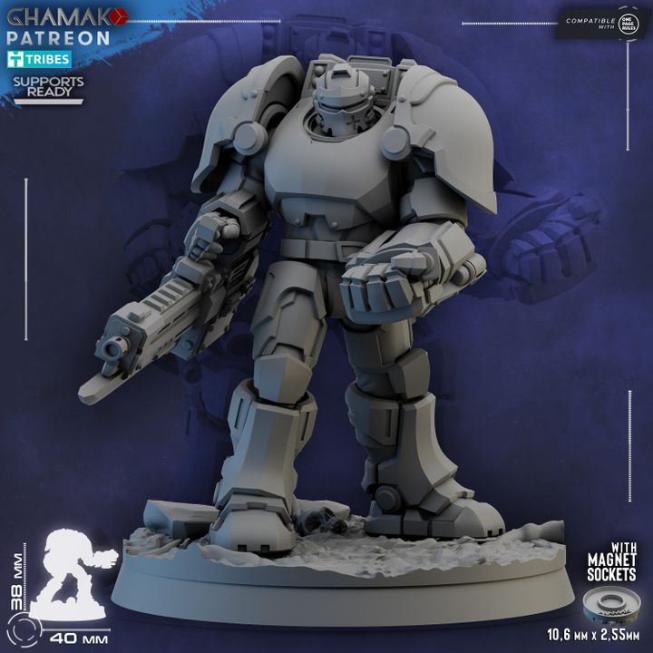 Space Knights Ironclad Knights Peacebringers (5 Units), Space Knights proxy miniature, 28mm heroic scale unpainted, view 3