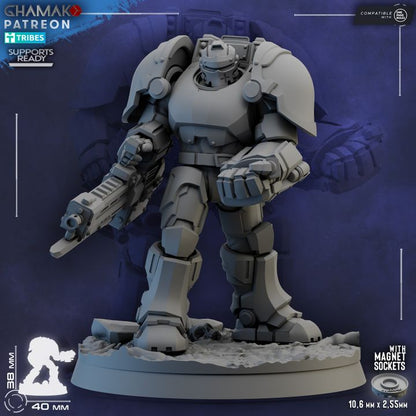 Space Knights Ironclad Knights Peacebringers (5 Units), Space Knights proxy miniature, 28mm heroic scale unpainted, view 3