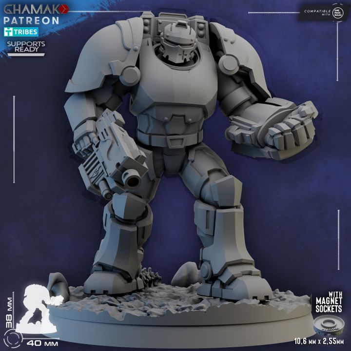 Space Knights Ironclad Knights Peacebringers (5 Units), Space Knights proxy miniature, 28mm heroic scale unpainted, view 4