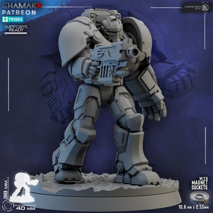 Space Knights Ironclad Knights Peacebringers (5 Units), Space Knights proxy miniature, 28mm heroic scale unpainted, view 5