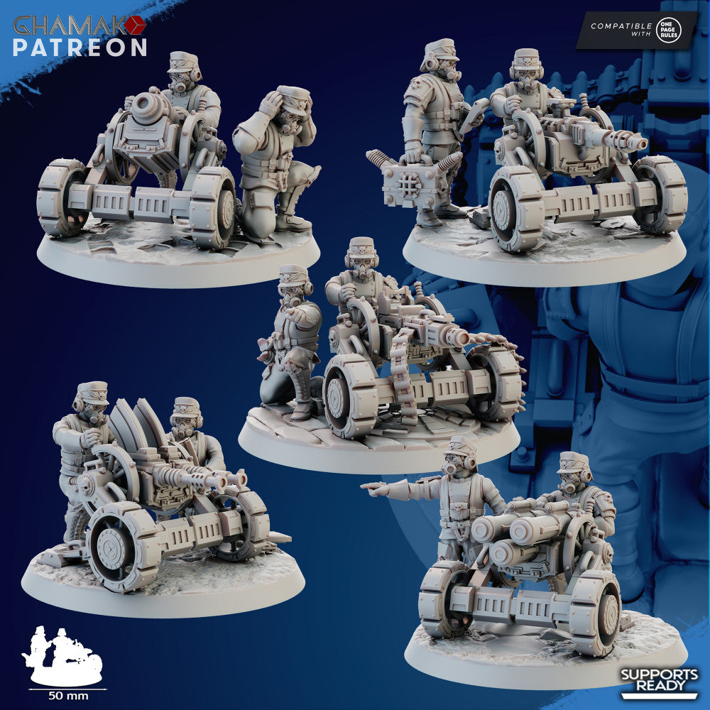 Trench Warfare Trenchers Heavy Weapons (15 Units), Trench Warfare proxy miniature, 28mm heroic scale unpainted resin, view 3