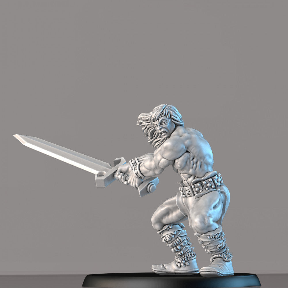 Barbarian, resin miniature, 28mm heroic scale unpainted resin