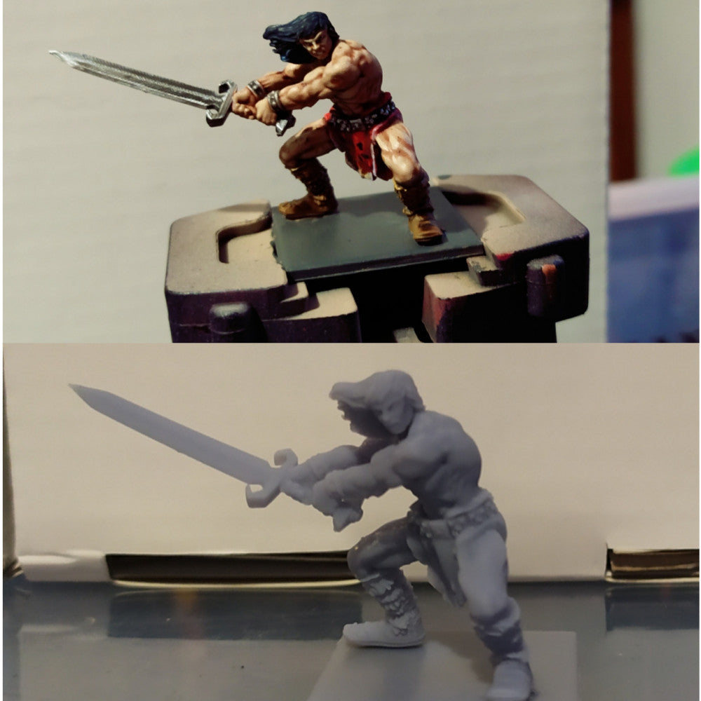 Barbarian, resin miniature, 28mm heroic scale unpainted resin, view 2