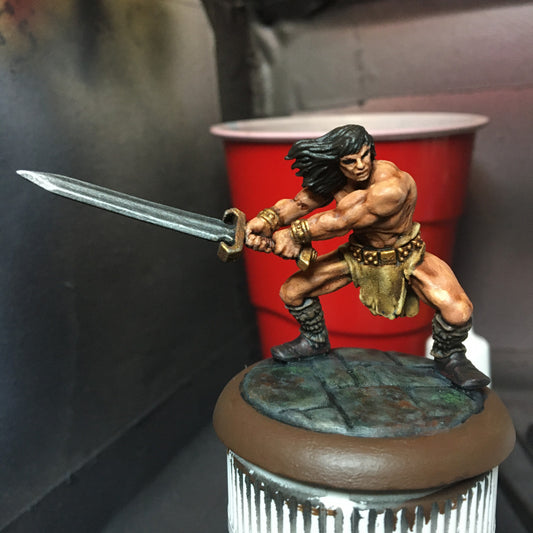 Barbarian, resin miniature, 28mm heroic scale unpainted resin, view 3