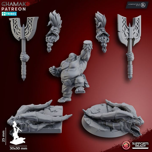 Male Berzerker Dragon Slayer, resin miniature, 28mm heroic scale unpainted resin, view 2