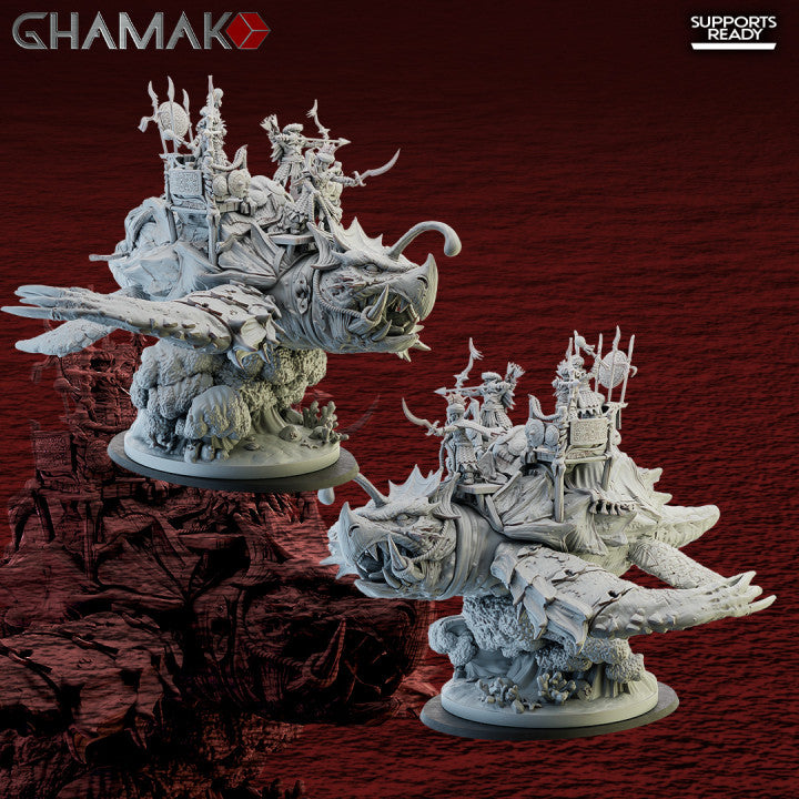 Abyssal Elves Gamera, resin miniature, 28mm heroic scale unpainted resin, view 2