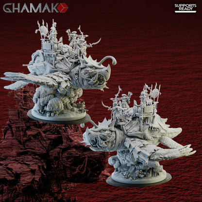 Abyssal Elves Gamera, resin miniature, 28mm heroic scale unpainted resin, view 2