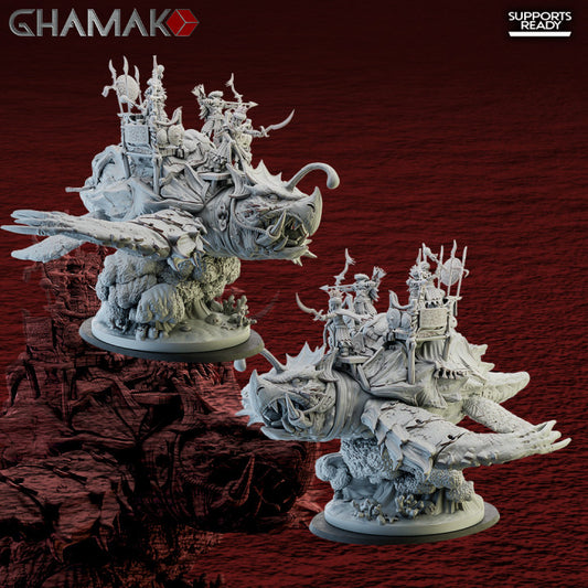 Abyssal Elves Gamera, resin miniature, 28mm heroic scale unpainted resin, view 2