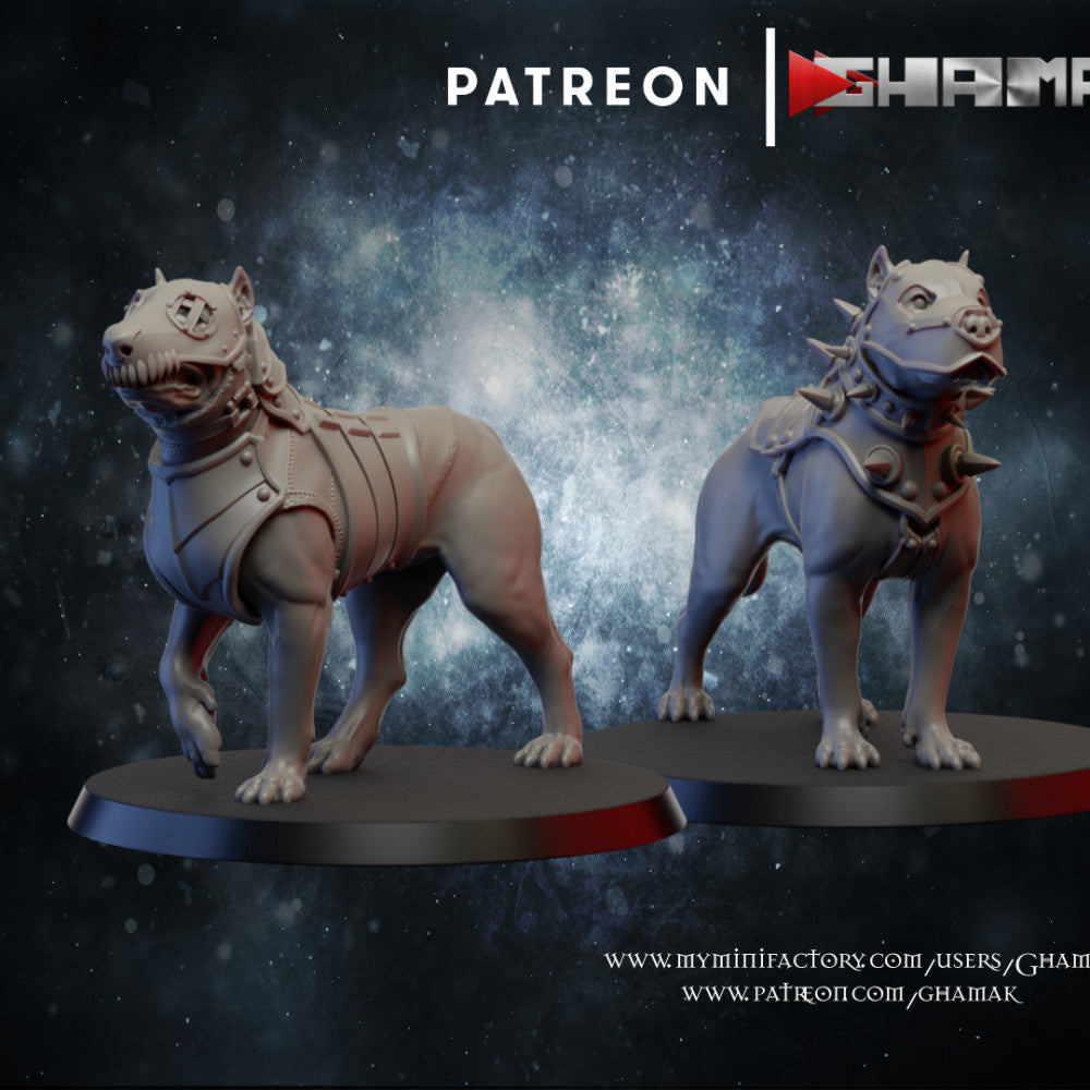 Dogs Warhounds, resin miniature, 28mm heroic scale unpainted resin