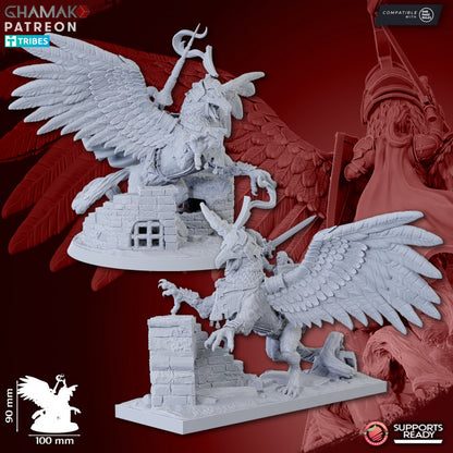 Duke on Gryphon, resin miniature, 28mm heroic scale unpainted resin