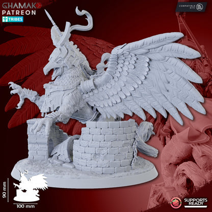 Duke on Gryphon, resin miniature, 28mm heroic scale unpainted resin, view 2