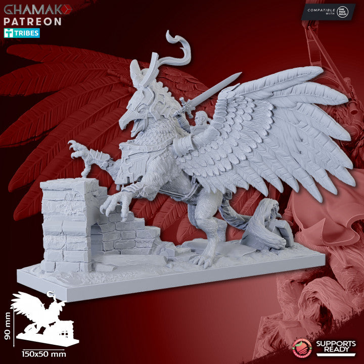 Duke on Gryphon, resin miniature, 28mm heroic scale unpainted resin, view 3