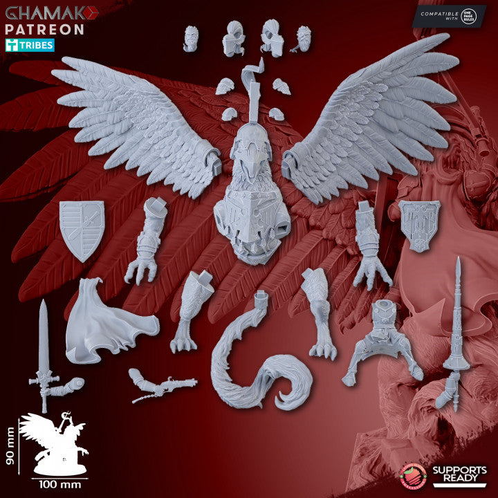 Duke on Gryphon, resin miniature, 28mm heroic scale unpainted resin, view 4