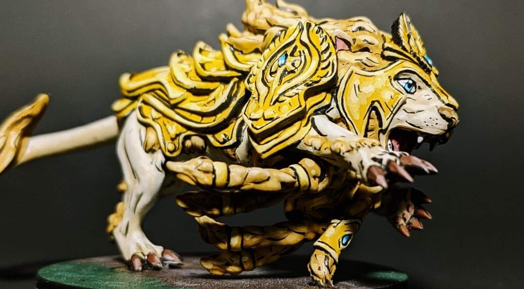 High Elf Lion 1, resin miniature, 28mm heroic scale unpainted resin, view 3