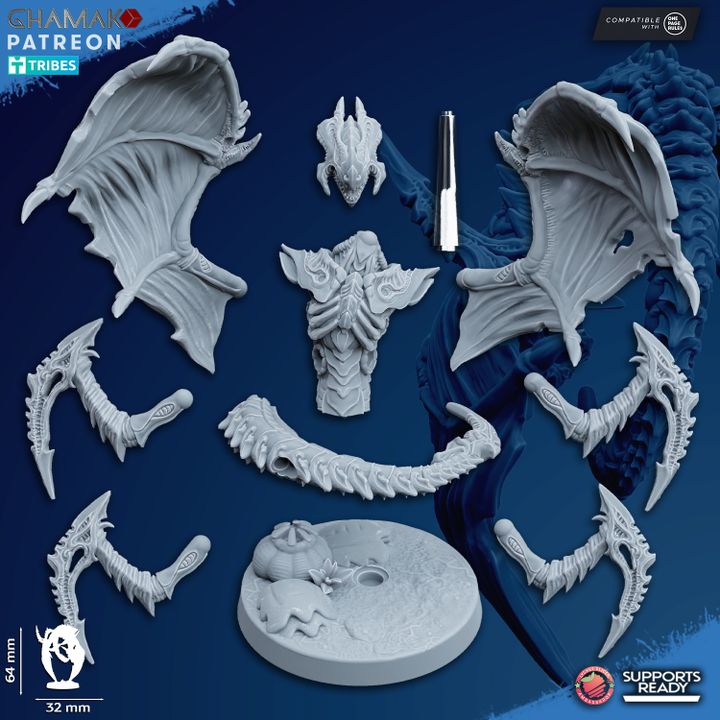 Pterofex (10 Units), Bio Swarm proxy miniature, 28mm heroic scale unpainted resin, view 4