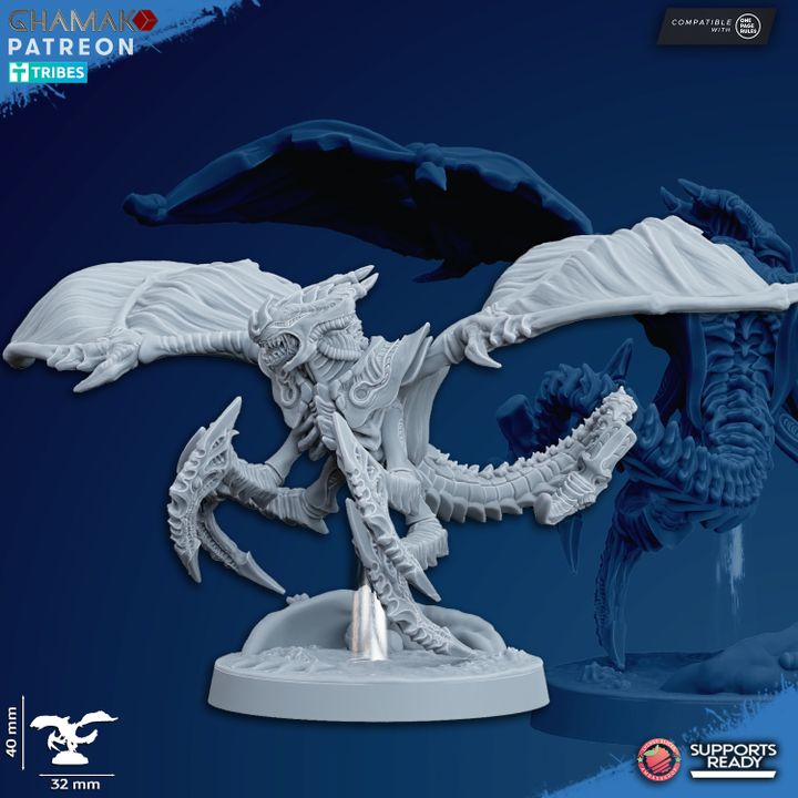 Pterofex (10 Units), Bio Swarm proxy miniature, 28mm heroic scale unpainted resin, view 7