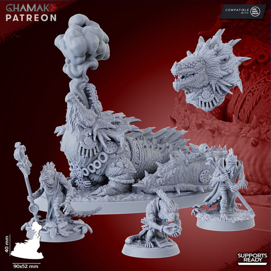 Pyro Salamander (4 Units), resin miniature, 28mm heroic scale unpainted resin
