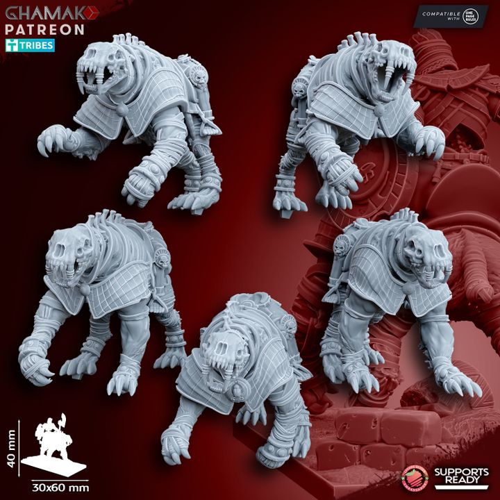 Sabretooth Riders (5 Units), resin miniature, 28mm heroic scale unpainted resin, view 2