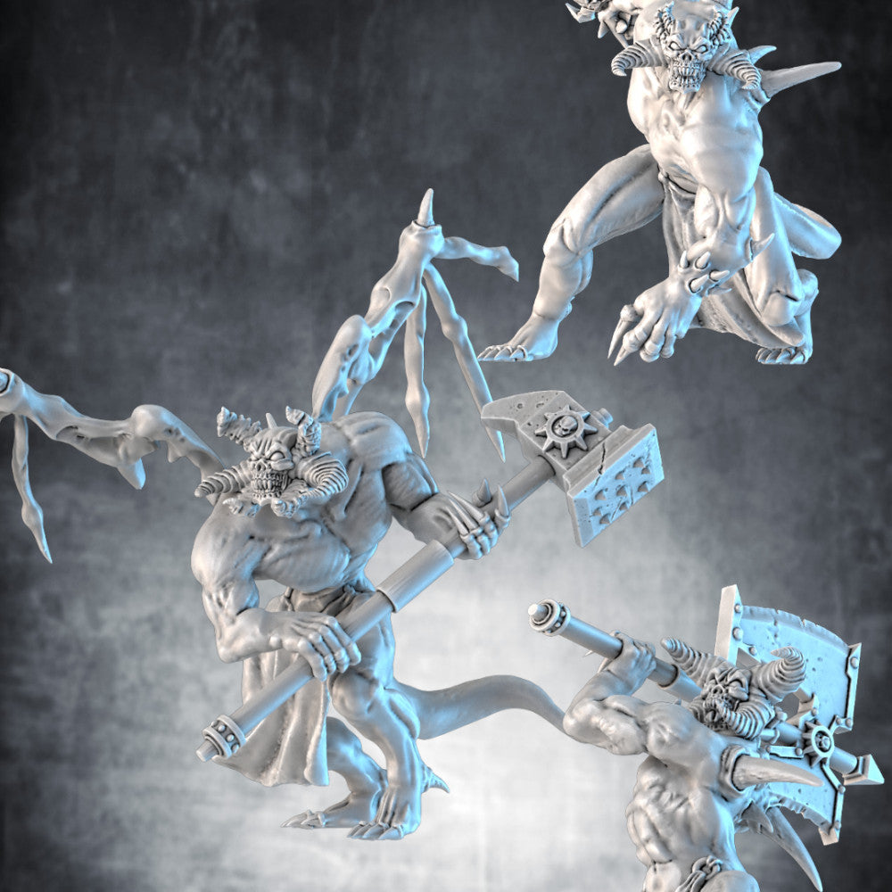 Battle Daemons (3 Units), resin miniature, 28mm heroic scale unpainted resin, view 3
