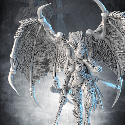Daemon Prince, resin miniature, 28mm heroic scale unpainted resin, view 3